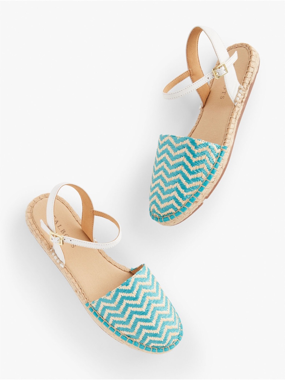 Talbots Turquoise Chevron Espadrille Sandals 6.5
